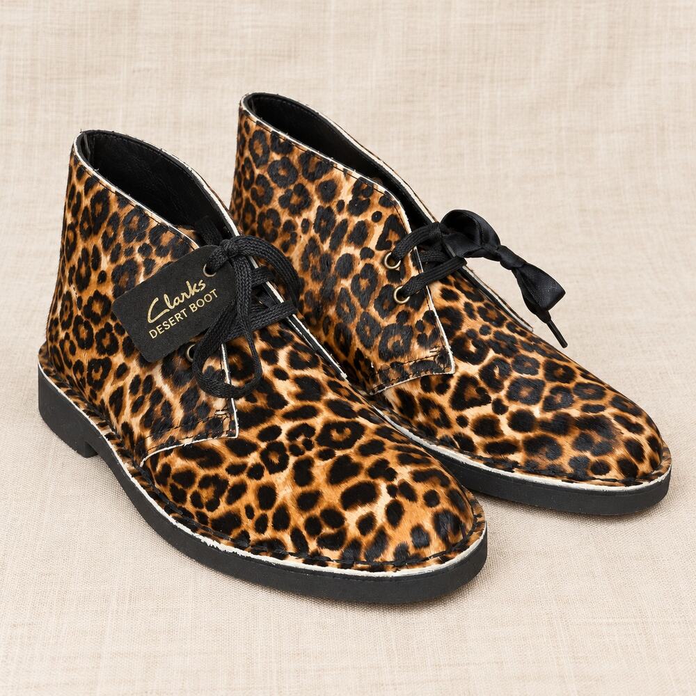 Clarks Desert Boot 2 Womens 7.5 M Leopard Print Leather Lace Up